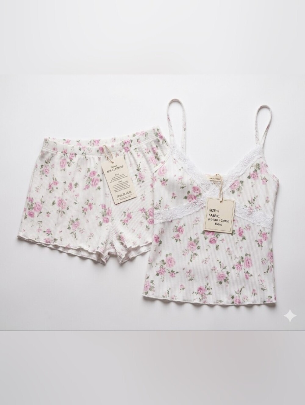 Laura Ashley 2pc Rob Knit Floral Cami Short Set